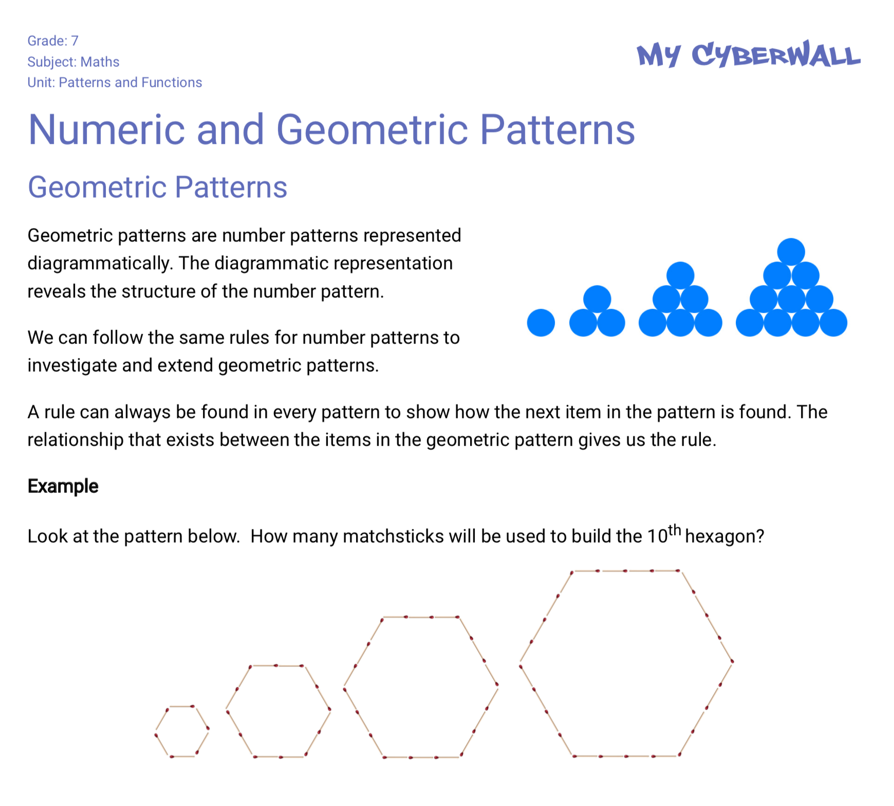 Numeric and Geometric Patterns Geometric Patterns WCED ePortal